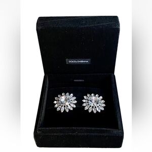 Dolce & Gabbana Crystal Flower Clip Earrings